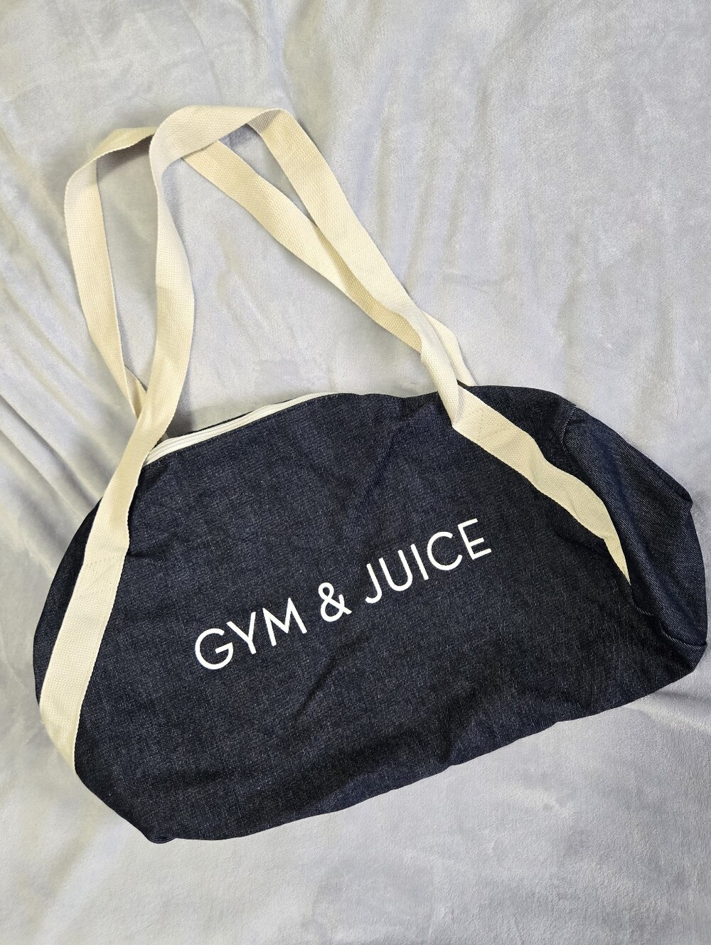 🟢 Navy Canvas Duffel Bag with Cream Straps